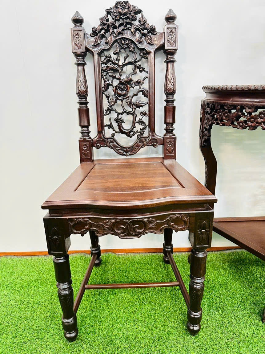 Bộ Ghế Bàn Trà 3 Đục Chạm Đẹp