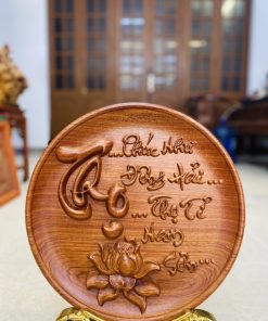 Đĩa Chữ Thọ Gỗ Hương Đá