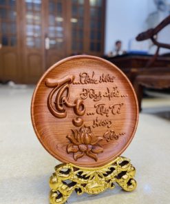 Đĩa Chữ Thọ Gỗ Hương Đá