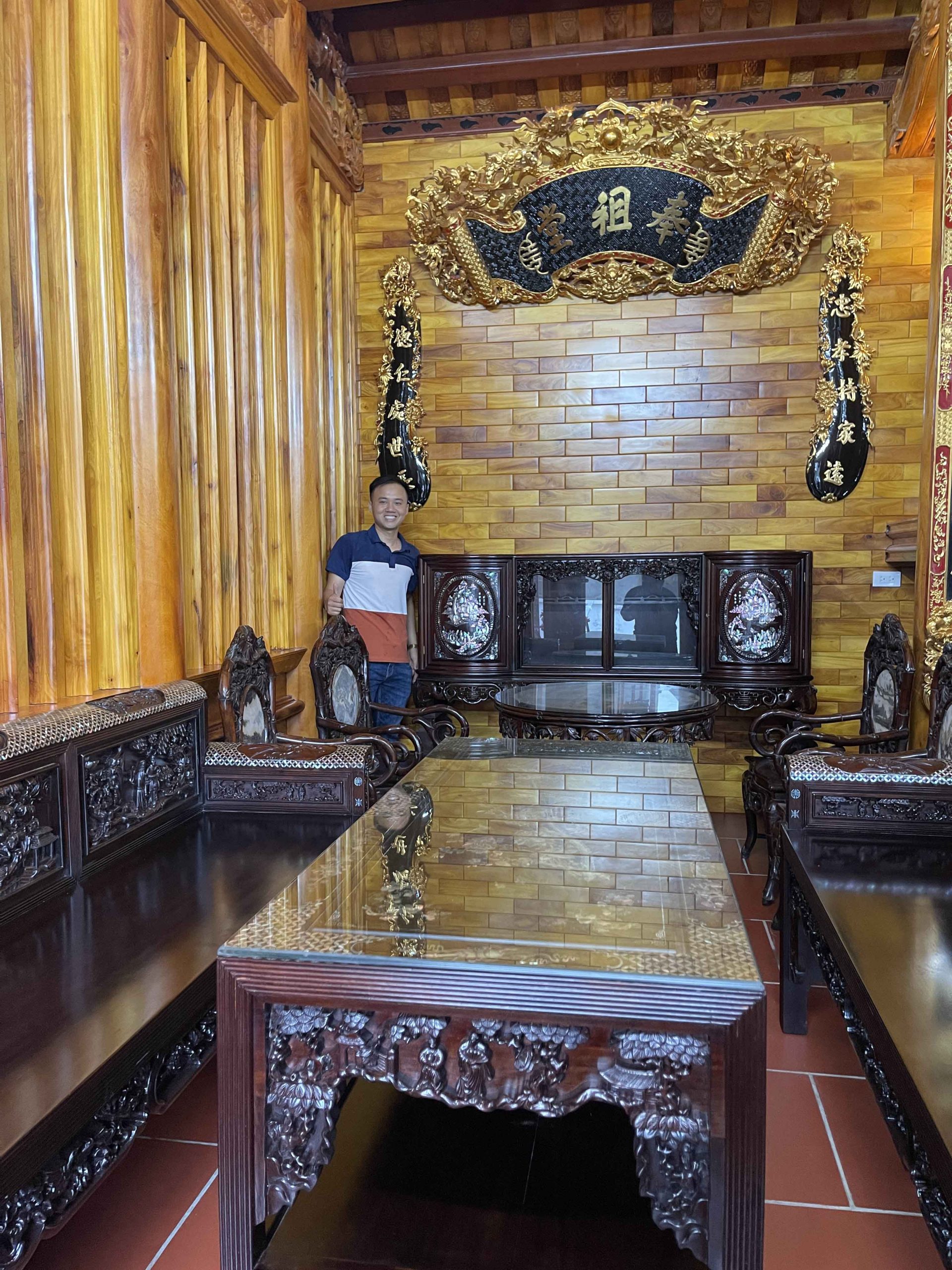 Bộ Trường Kỷ Chạm Tích Khảm Ốc Đẹp
