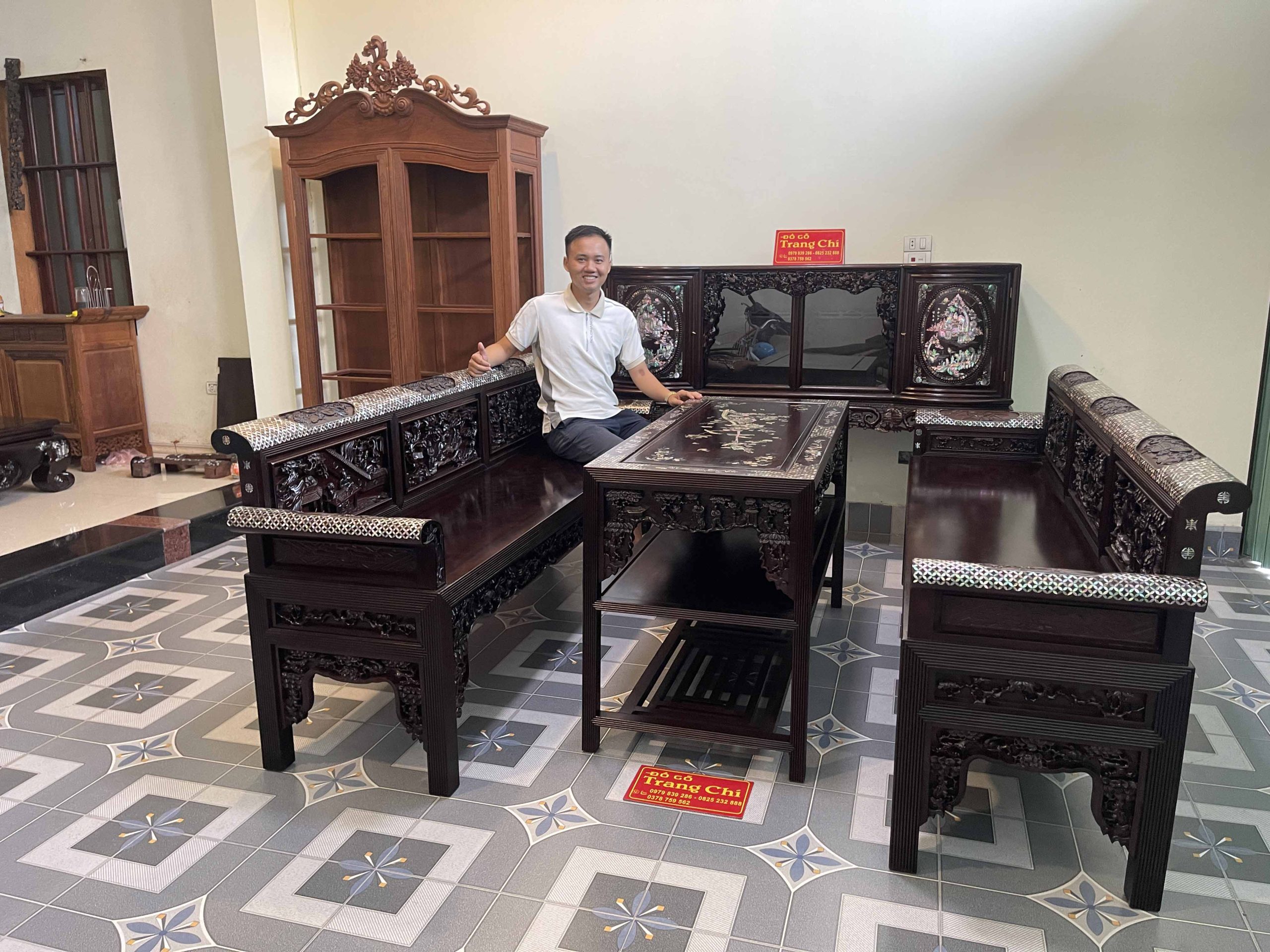 Bộ Trường Kỷ Chạm Tích Khảm Ốc Đẹp