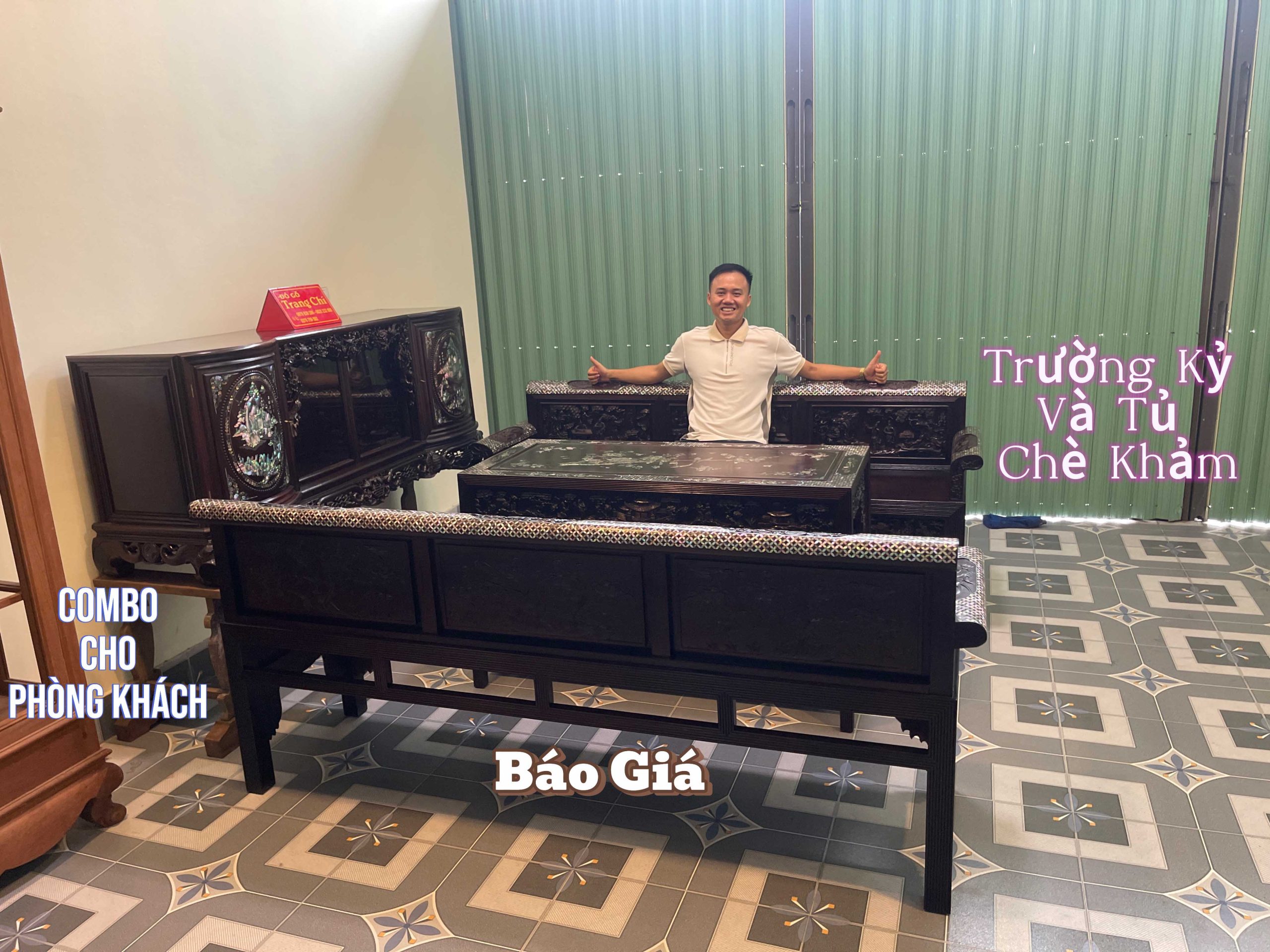 Bộ Trường Kỷ Chạm Tích Khảm Ốc Đẹp