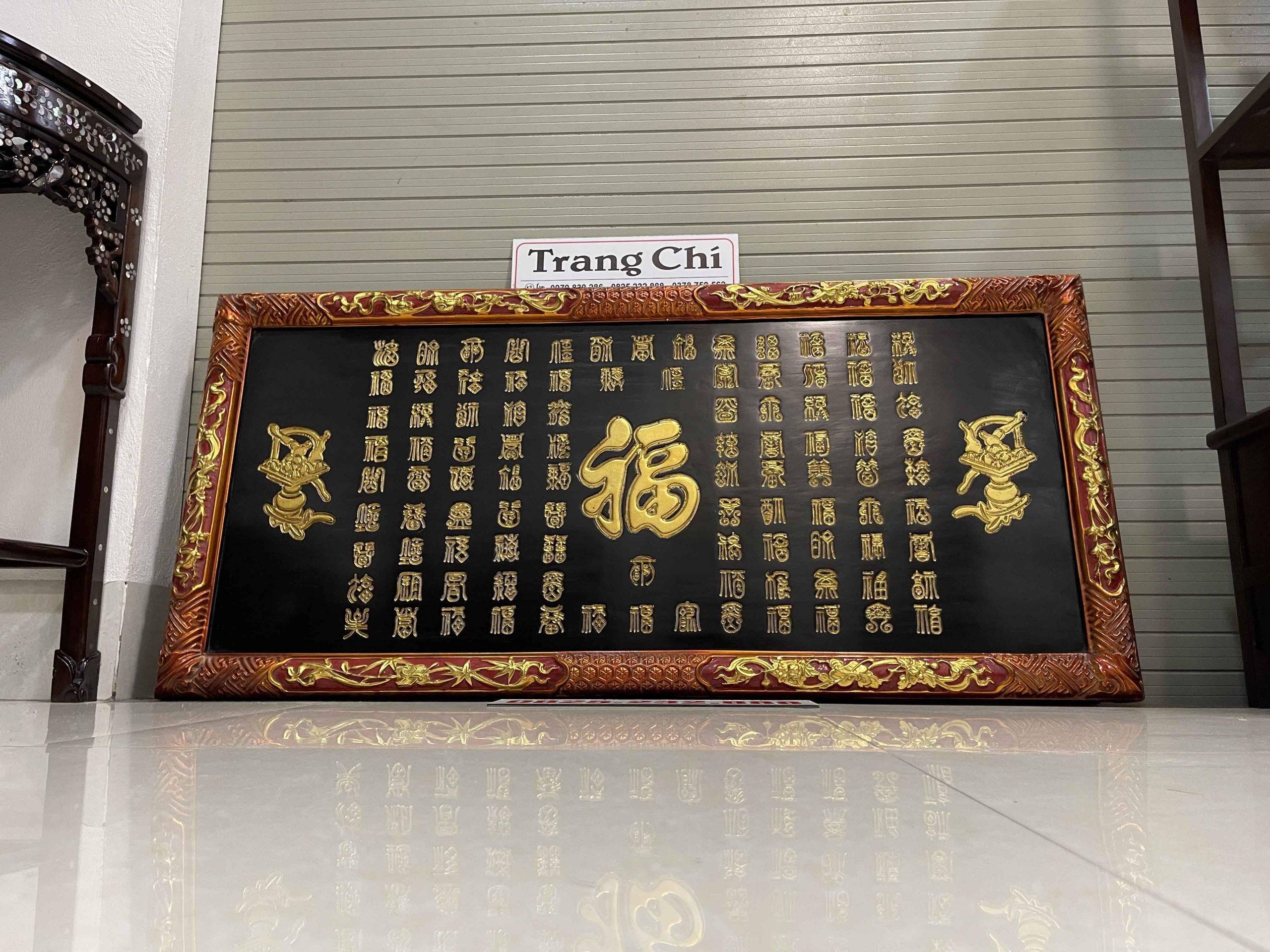 Tranh Bách Phúc Đồ 100 Chữ Sơn Thiếc 