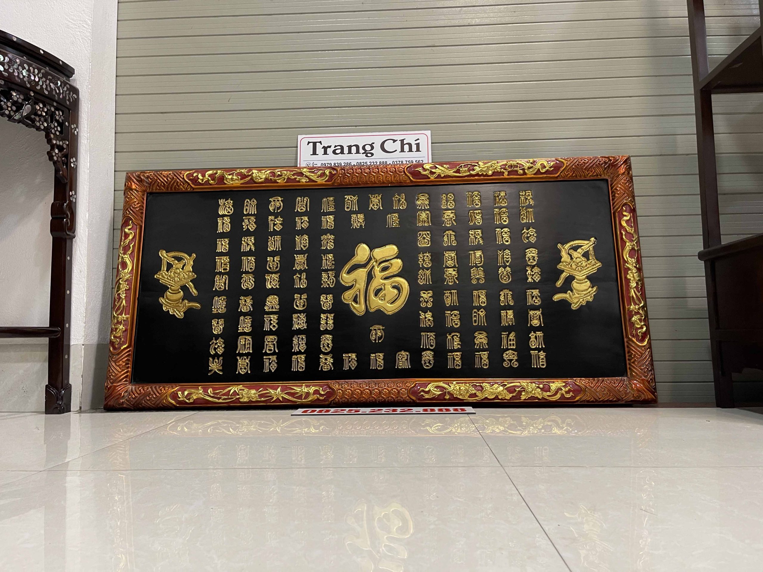 Tranh Bách Phúc Đồ 100 Chữ Sơn Thiếc 