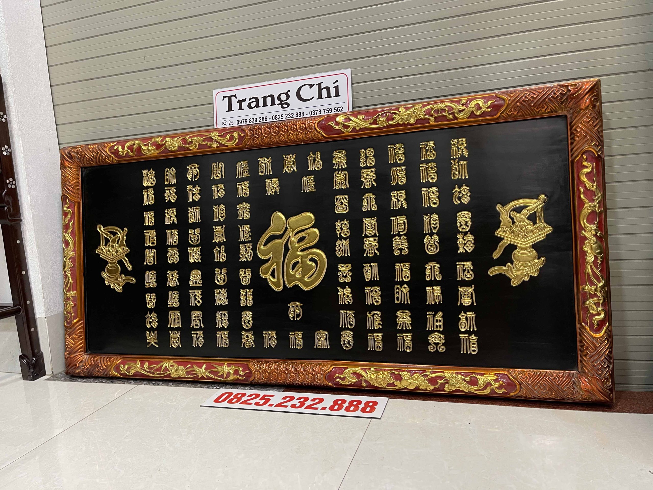 Tranh Bách Phúc Đồ 100 Chữ Sơn Thiếc 