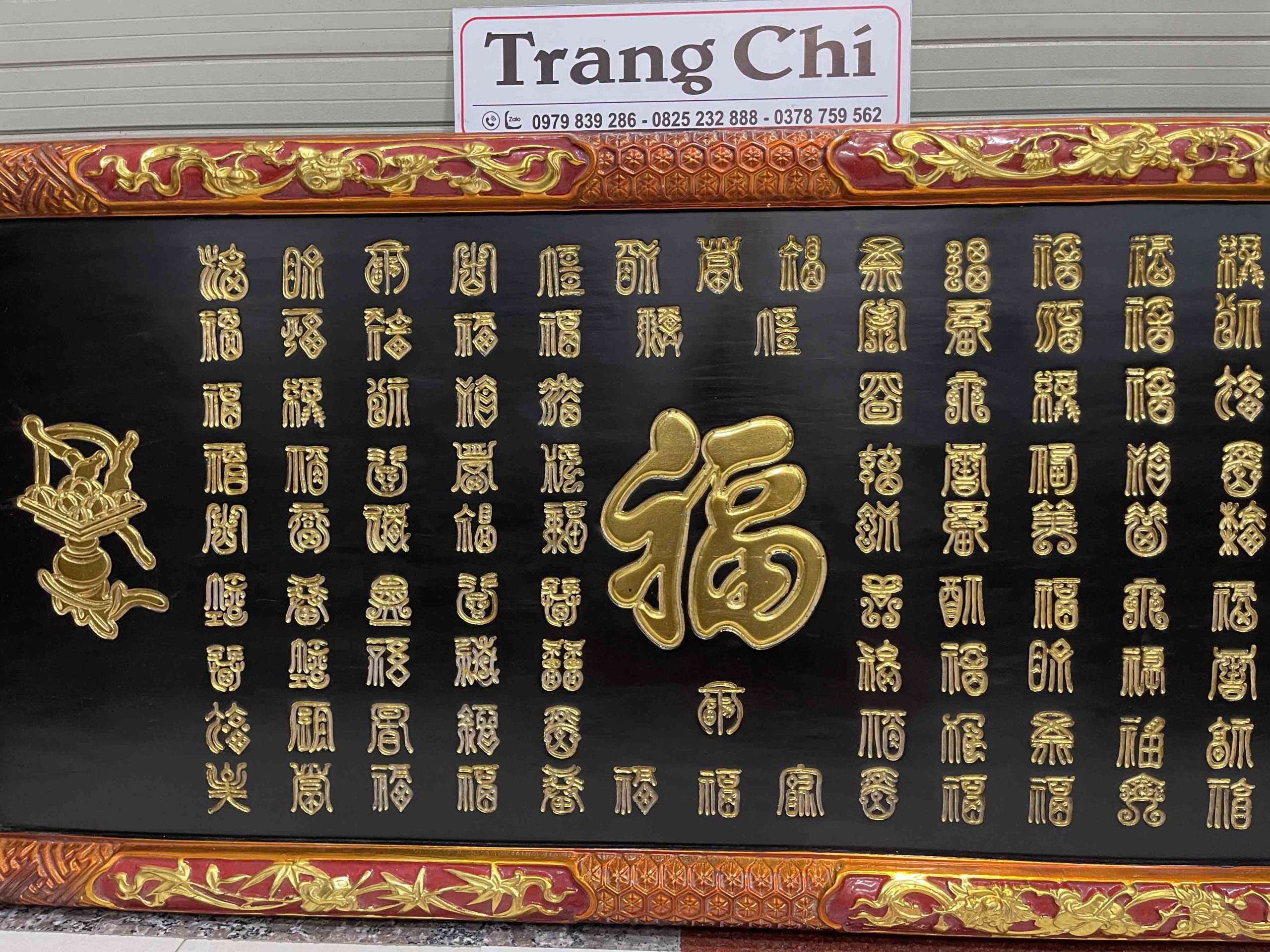 Tranh Bách Phúc Đồ 100 Chữ Sơn Thiếc 