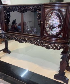 Tủ Chè Gụ Khảm Tích Mẫu Cánh Cong Đẹp