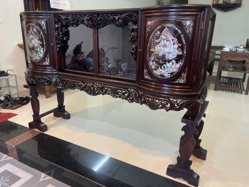 Tủ Chè Gụ Khảm Tích Mẫu Cánh Cong Đẹp