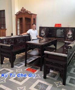 Tủ Chè Gụ Khảm Tích Mẫu Cánh Cong Đẹp