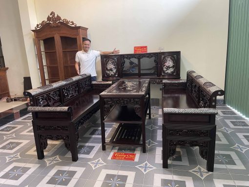 Tủ Chè Gụ Khảm Tích Mẫu Cánh Cong Đẹp