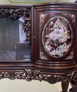 Tủ Chè Gụ Khảm Tích Mẫu Cánh Cong Đẹp