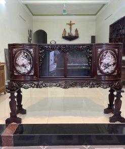 Tủ Chè Gụ Khảm Tích Mẫu Cánh Cong Đẹp