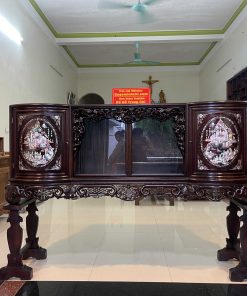 Tủ Chè Gụ Khảm Tích Mẫu Cánh Cong Đẹp