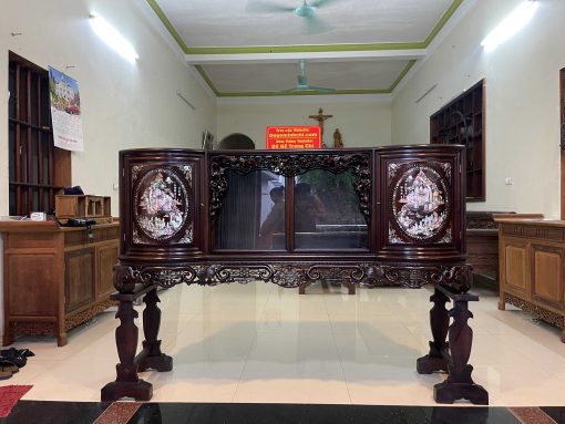 Tủ Chè Gụ Khảm Tích Mẫu Cánh Cong Đẹp