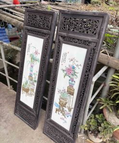 Tranh Tứ Qúy Lòng Tranh Gốm Sứ Mẫu Vẽ Tứ Bình