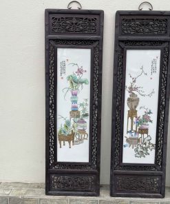 Tranh Tứ Qúy Lòng Tranh Gốm Sứ Mẫu Vẽ Tứ Bình