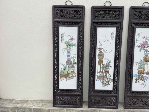 Tranh Tứ Qúy Lòng Tranh Gốm Sứ Mẫu Vẽ Tứ Bình