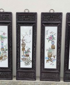 Tranh Tứ Qúy Lòng Tranh Gốm Sứ Mẫu Vẽ Tứ Bình