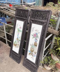 Tranh Tứ Qúy Lòng Tranh Gốm Sứ Mẫu Vẽ Tứ Bình