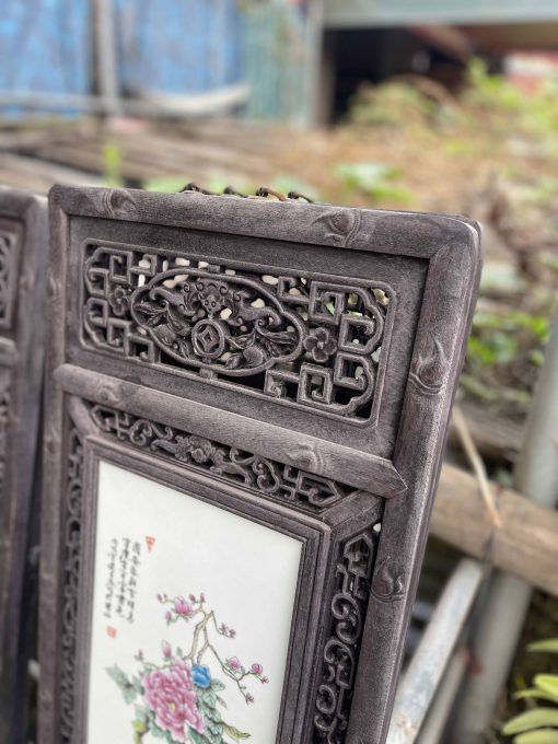 Tranh Tứ Qúy Lòng Tranh Gốm Sứ Mẫu Vẽ Tứ Bình