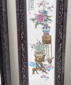 Tranh Tứ Qúy Lòng Tranh Gốm Sứ Mẫu Vẽ Tứ Bình