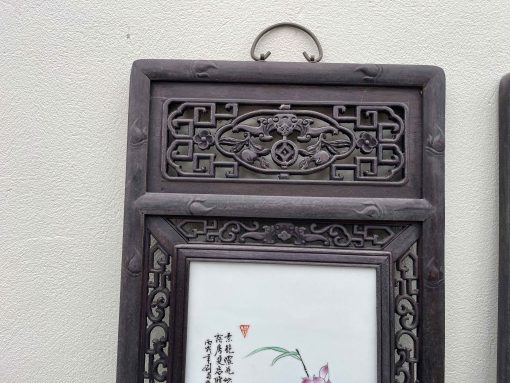 Tranh Tứ Qúy Lòng Tranh Gốm Sứ Mẫu Vẽ Tứ Bình