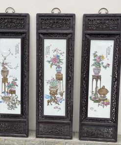 Tranh Tứ Qúy Lòng Tranh Gốm Sứ Mẫu Vẽ Tứ Bình