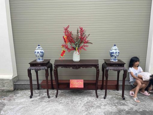 Bộ Bàn Đôn Kê Đồ Gỗ Gụ Đục Chạm Đẹp