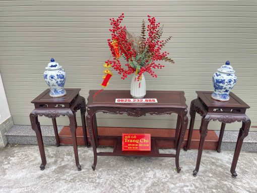 Bộ Bàn Đôn Kê Đồ Gỗ Gụ Đục Chạm Đẹp
