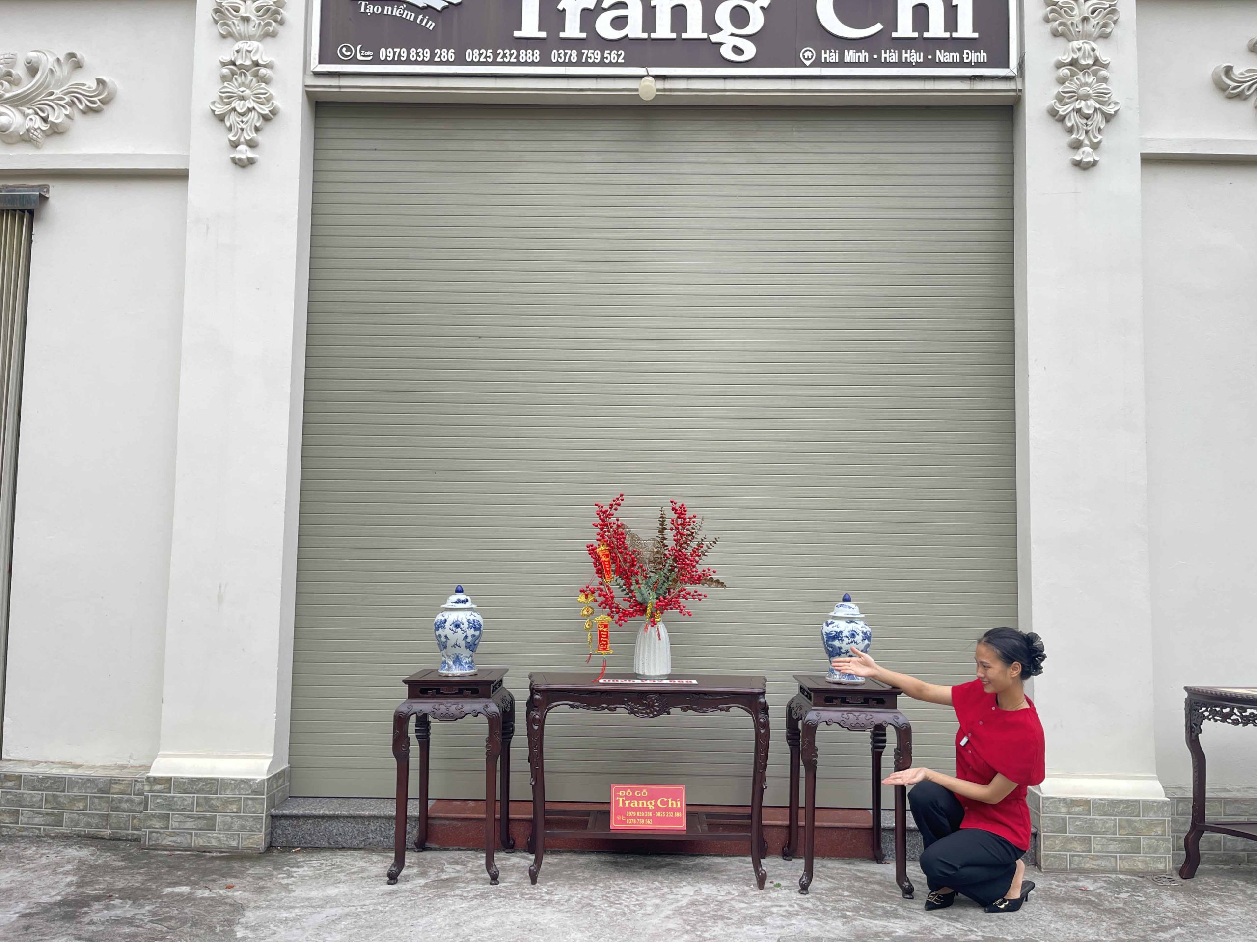 Bộ Bàn Đôn Kê Đồ Gỗ Gụ Đục Chạm Đẹp