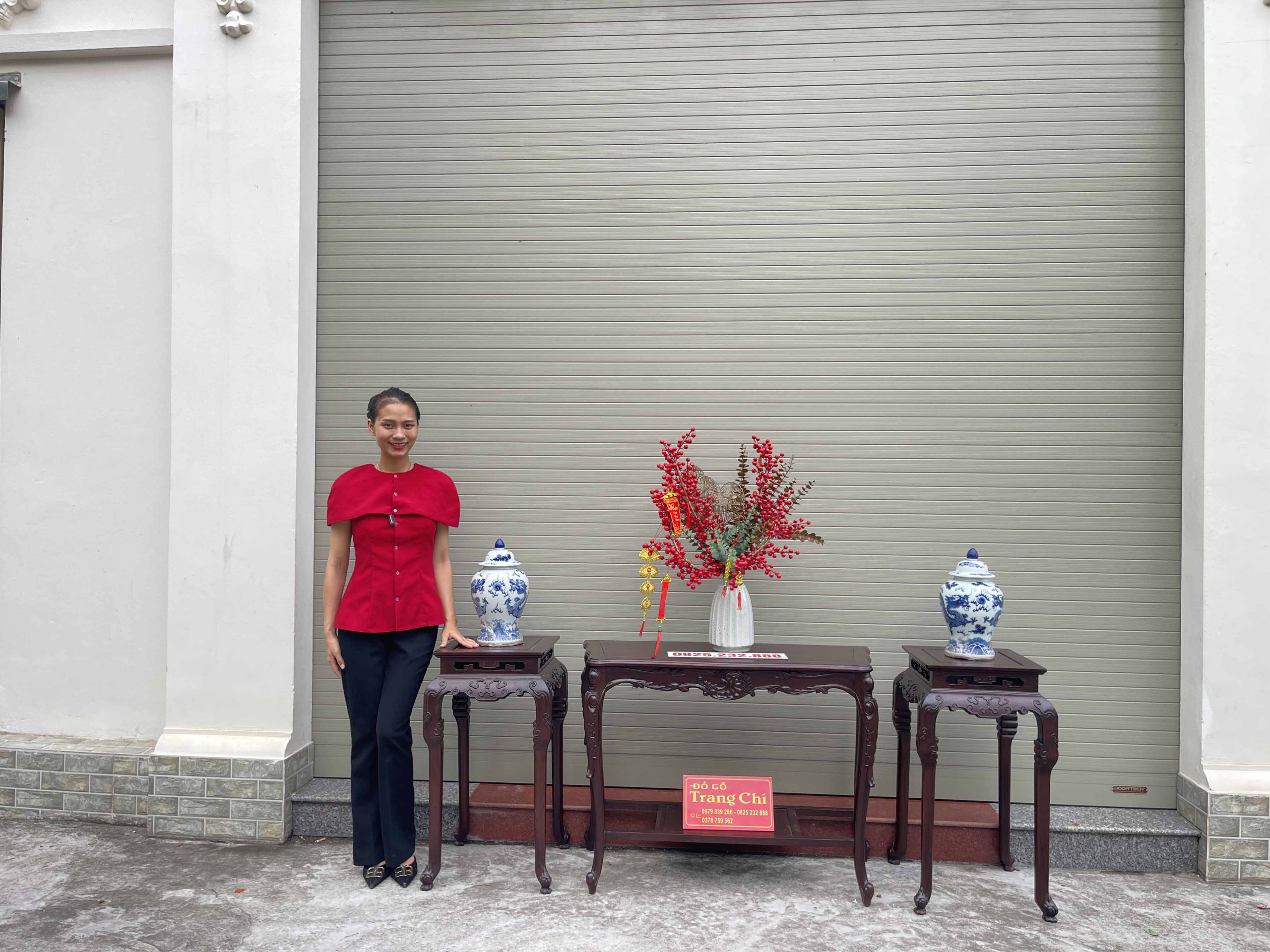 Bộ Bàn Đôn Kê Đồ Gỗ Gụ Đục Chạm Đẹp