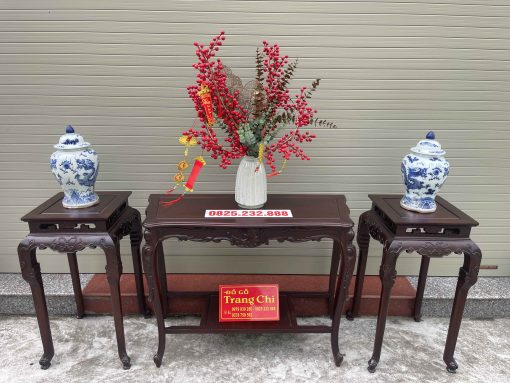 Bộ Bàn Đôn Kê Đồ Gỗ Gụ Đục Chạm Đẹp