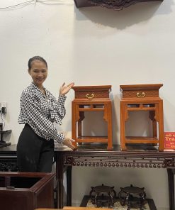 Đôn Vuông Có Ngăn Kéo Gỗ Hương Đá 60 x 38 cm
