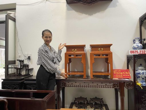 Đôn Vuông Có Ngăn Kéo Gỗ Hương Đá 60 x 38 cm