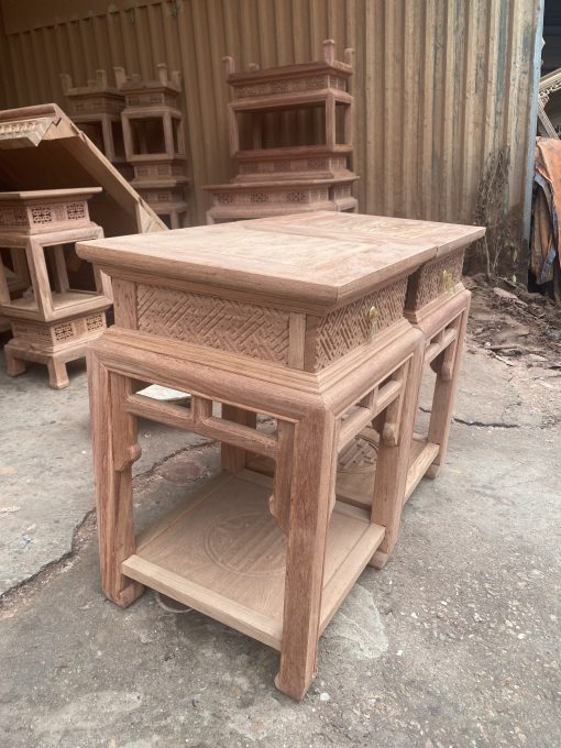 Đôn Vuông Có Ngăn Kéo Gỗ Hương Đá 60 x 38 cm
