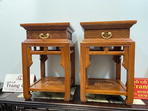 Đôn Vuông Có Ngăn Kéo Gỗ Hương Đá 60 x 38 cm