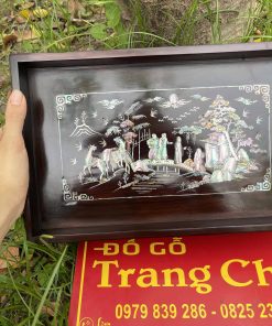 Khay Trà Khảm Tam Cố Thảo Lư Gỗ Trắc