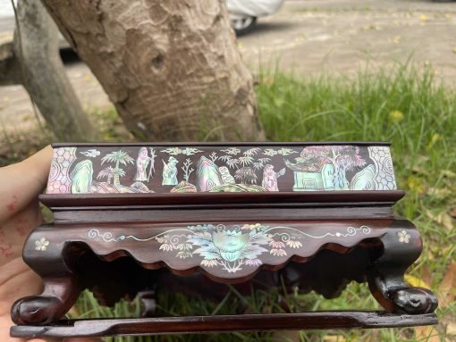 Khay Trà Khảm Tam Cố Thảo Lư Gỗ Trắc