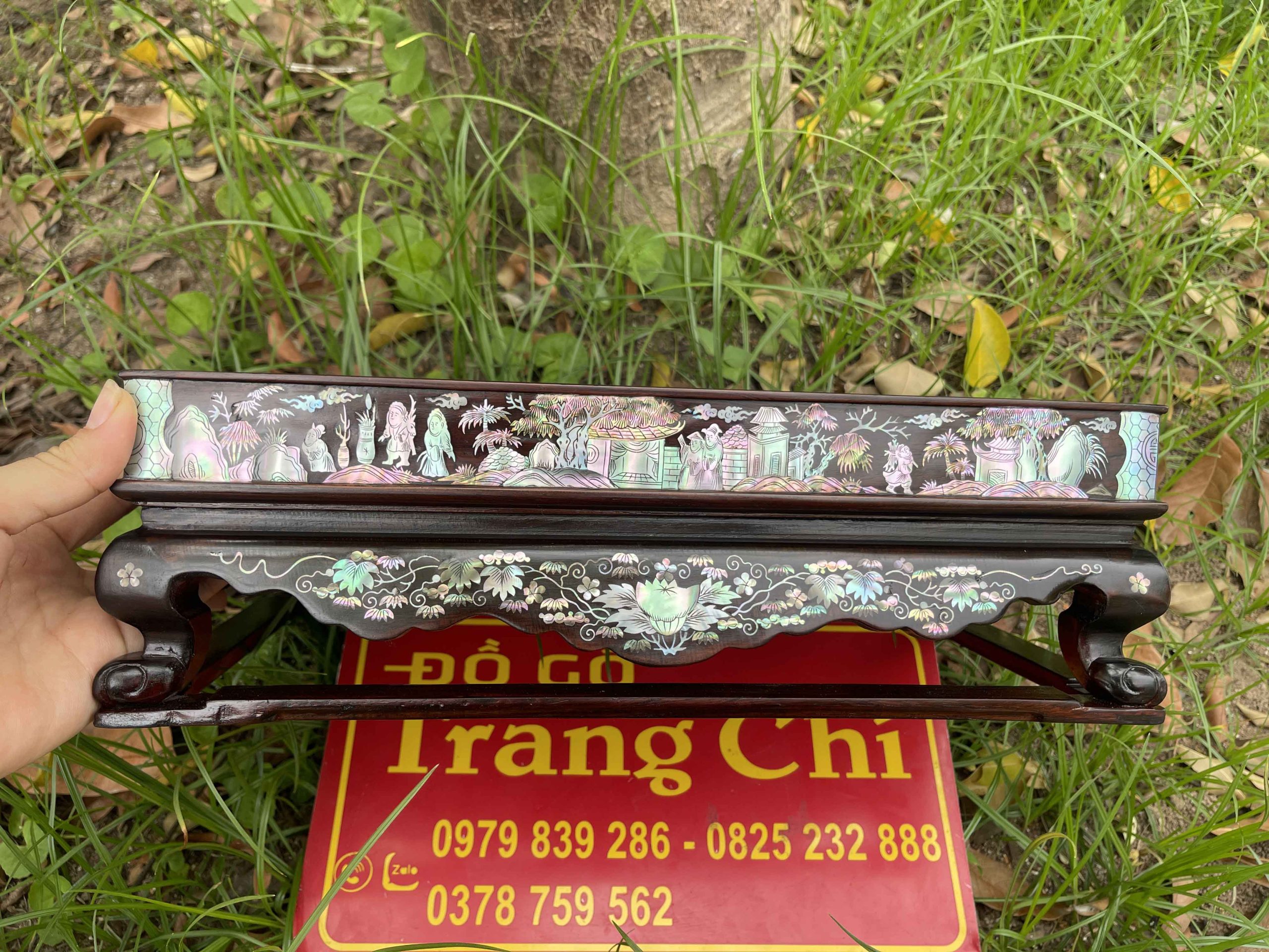 Khay Trà Khảm Tam Cố Thảo Lư Gỗ Trắc