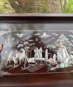 Khay Trà Khảm Tam Cố Thảo Lư Gỗ Trắc