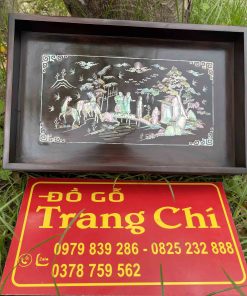 Khay Trà Khảm Tam Cố Thảo Lư Gỗ Trắc