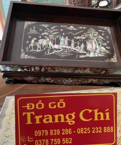 Khay Trà Khảm Tam Cố Thảo Lư Gỗ Trắc