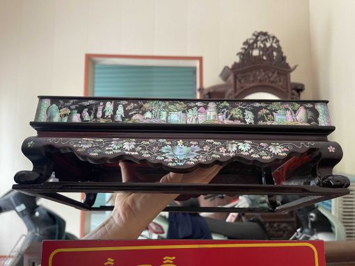 Khay Trà Khảm Tam Cố Thảo Lư Gỗ Trắc