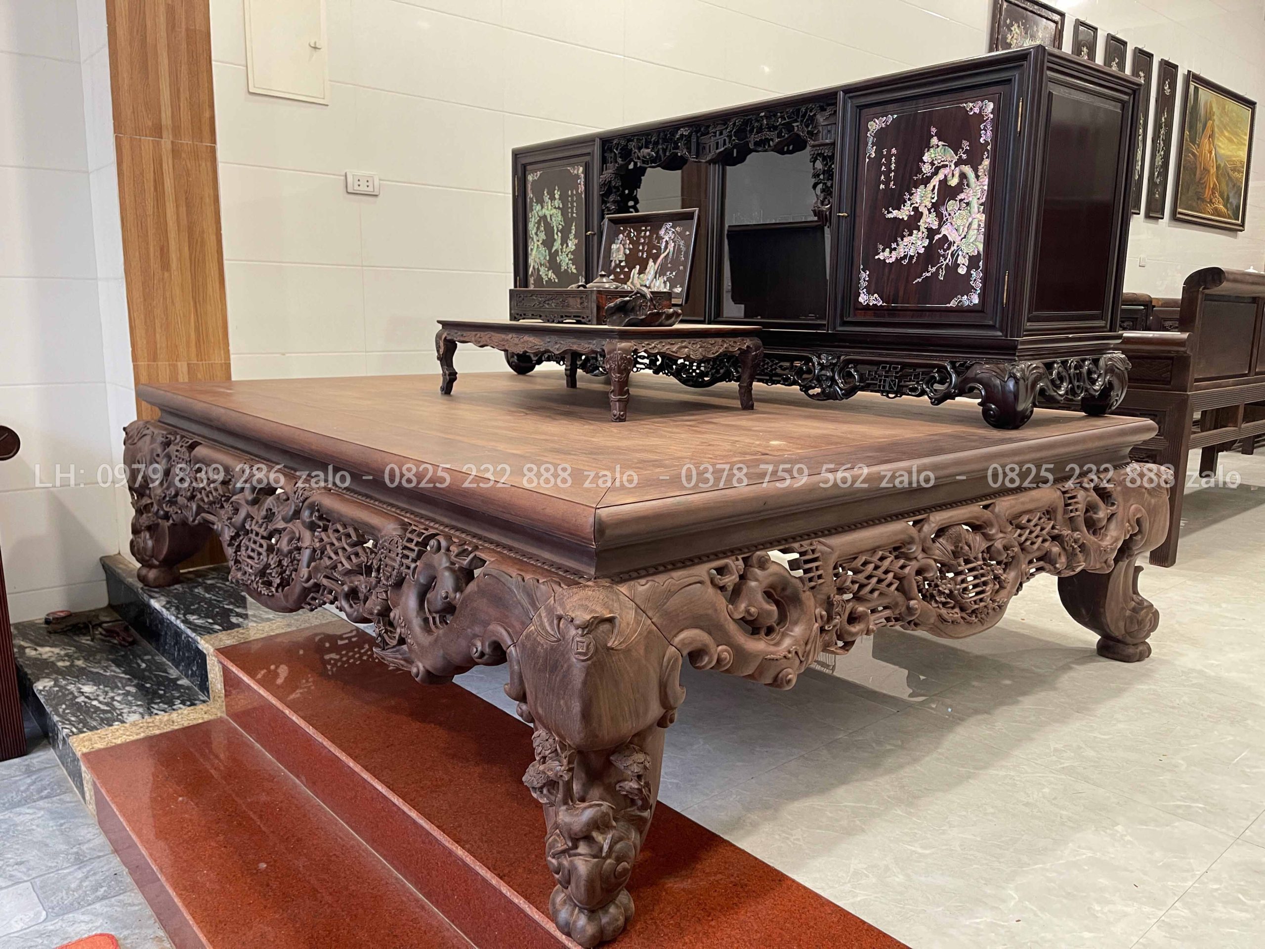 Sập Ngũ Phúc Chân Hươu Gỗ Gụ 