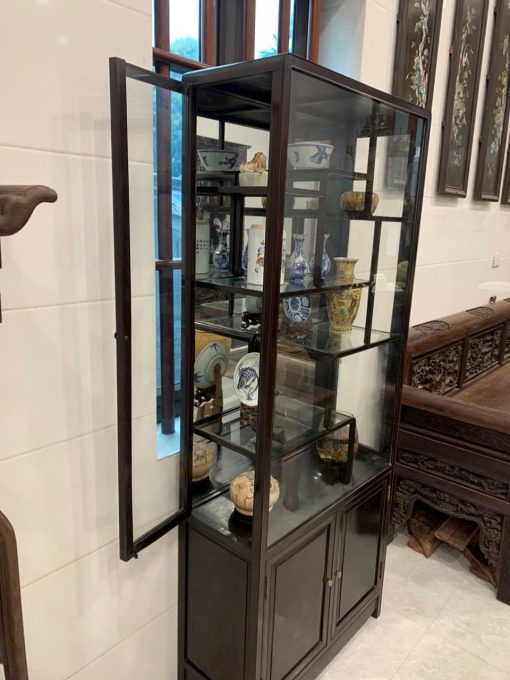 Tủ Bày Đồ Gỗ Trắc Lối Tàu Có Kính
