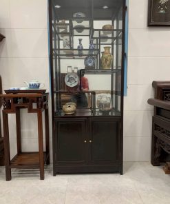 Tủ Bày Đồ Gỗ Trắc Lối Tàu Có Kính
