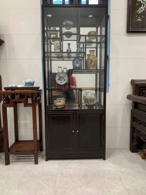 Tủ Bày Đồ Gỗ Trắc Lối Tàu Có Kính