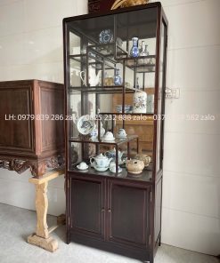 Tủ Bày Đồ Gỗ Trắc Lối Tàu Có Kính