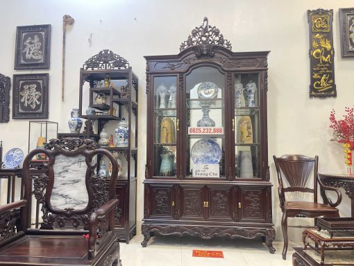 Tủ Bày Đồ Louis 2 Thớt Có Kính