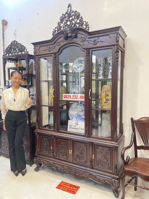 Tủ Bày Đồ Louis 2 Thớt Có Kính